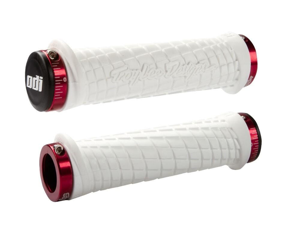 ODI GRIPS Troy Lee Designs Signature ATV Lock-On bónuszcsomag fehér, piros bilincsekkel